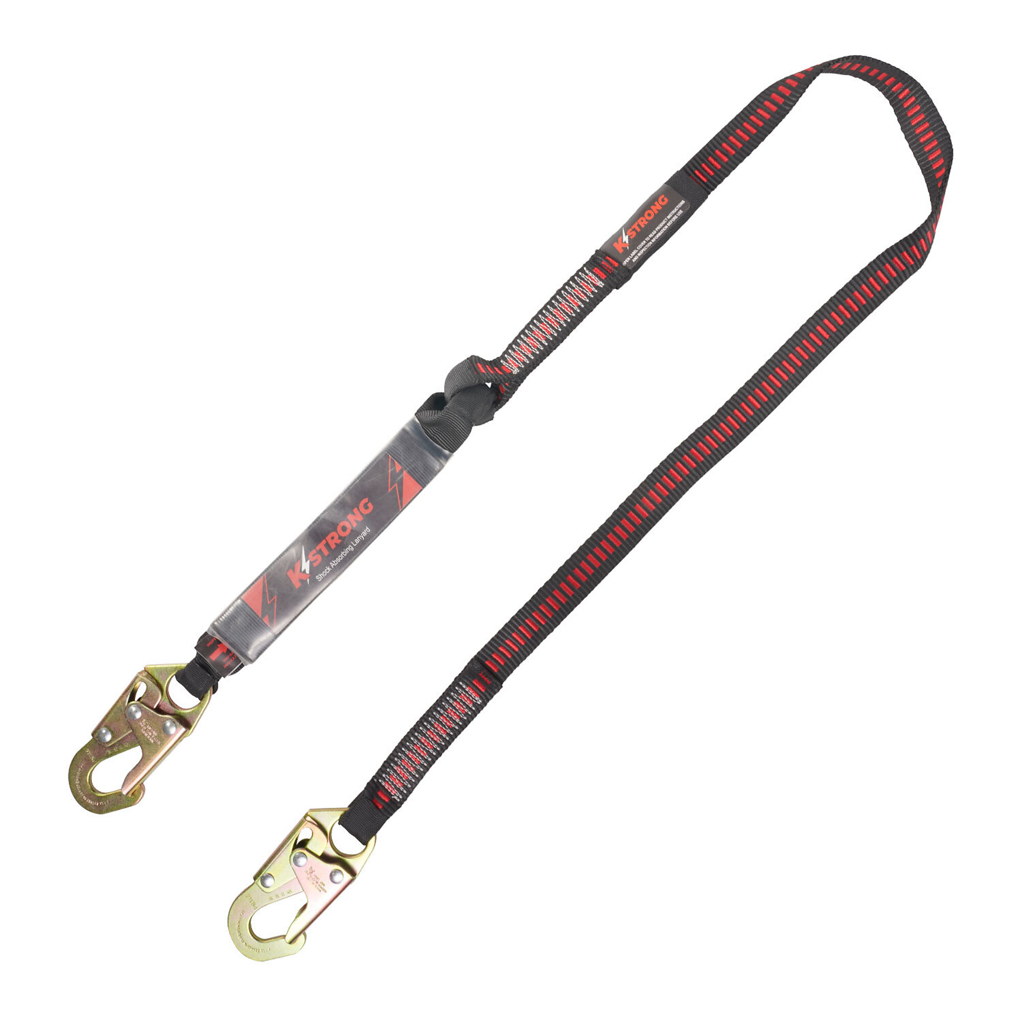 KStrong Shock Absorbing Lanyard — 6ft., Clear Pack Design, Galvanized Steel Snap Hooks, Model# UFL201101